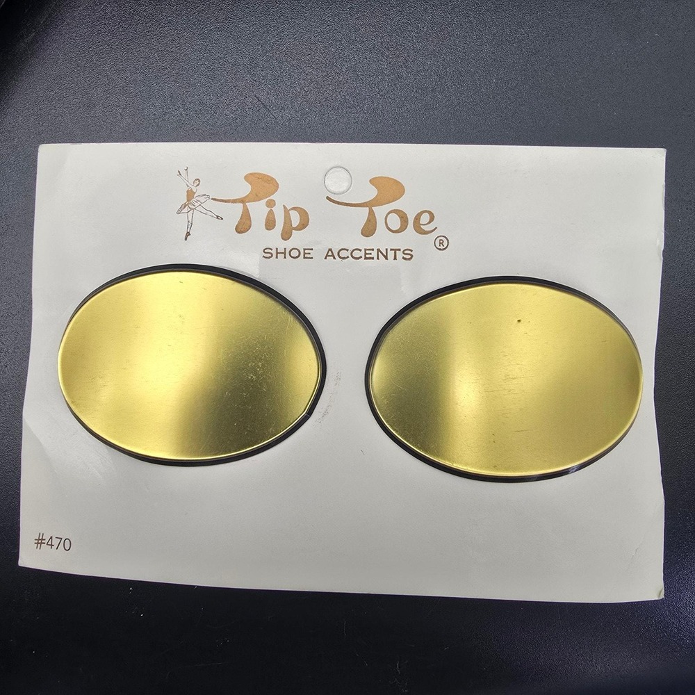 Tip Toe Gold Tone Oval Shoe Clips Faux Buckle Look Vintage Made In France